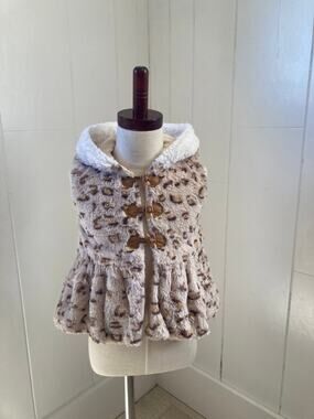 Little Lass Faux Fur Hooded Little Girls Vest, Size 3T